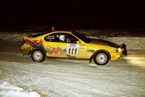 The Jim Anderson / Martin Dapot Honda Prelude drifts through a 90-left on SS16, the final stage.
