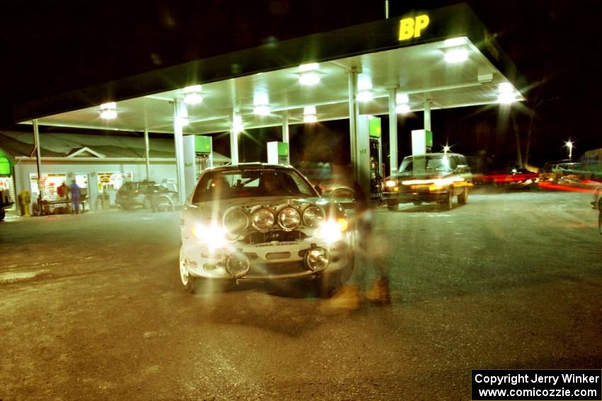 The Paul Choiniere / Jeff Becker Hyundai Tiburon at the BP station in Atlanta before leaving for SS16, the final stage.