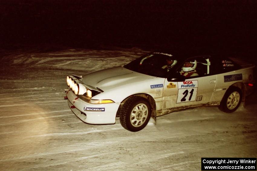 Chris Czyzio / Eric Carlson drift their Mitsubishi Eclips GSX through a 90-left on SS16, the final stage.