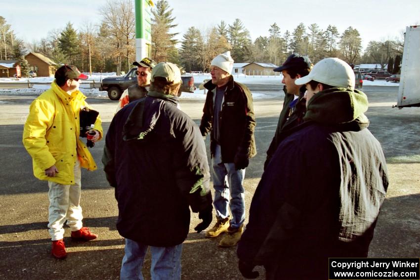 Noel Lawler, Charlie Bradley, "Salty", John Buffum, Paul Choinere and unknown at the BP gas station in Atlanta.