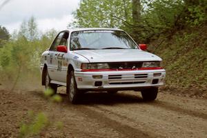 The Todd Jarvey / Rich Faber Mitsubishi Galant VR-4 at speed on Indian Creek Rd., SS1.