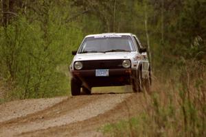 Bob Nielsen / Brett Corneliusen at speed in their VW Golf on SS1, Indian Creek Rd.