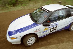 Carl Kieranen / Jerry Bruso drift their Eagle Talon through a 90-left on SS1, Indian Creek Rd.