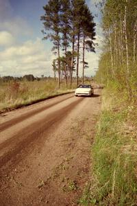 Chris Czyzio / Eric Carlson just moments after a huge off in their Mitsubishi Eclipse GSX in the Two Inlets State Forest.