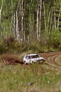 Bob Nielsen / Brett Corneliusen take it to the edge of the road with their VW Golf in the Two Inlets State Forest.