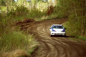 Carl Kieranen / Jerry Bruso at speed in the Two Inlets State Forest in their Eagle Talon.