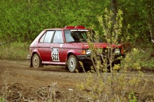 Jon Butts / Gary Butts at speed in the Two Inlets State Forest in their Dodge Omni.