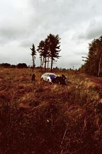 Colin McCleery / Jeff Secor get a push backwards after a high-speed off in their Merkur XR4Ti.