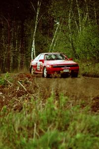 Paul Dunn / Rebecca Dunn at speed in their Toyota Celica All-Trac in the Two Inlets State Forest.