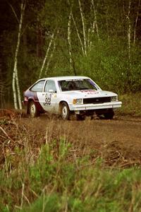 Jerry Brownell / Jim Windsor at speed in their Chevy Citation in the Two Inlets State Forest.