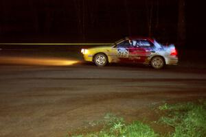 Janusz Jastrzebski / Kazimierz Pudelek at speed at the crossroads in their Subaru Impreza.