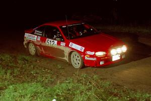 Jouni Pohjolainen / John Matikainen take the crossroads jump easily in their Nissan NX2000.