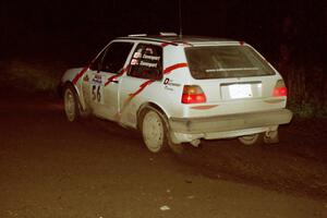 Doug Davenport / Lea Davenport drift their VW GTI through a 90-right on the final stage of the event.