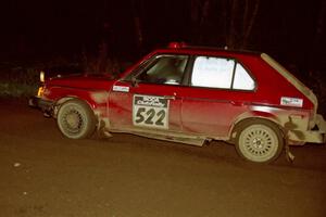 Jon Butts / Gary Butts set up for a 90-right at night in their Dodge Omni.