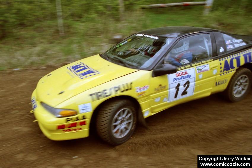 Steve Gingras / Bill Westrick drift their Eagle Talon through the first turn of SS1, Indian Creek Rd.