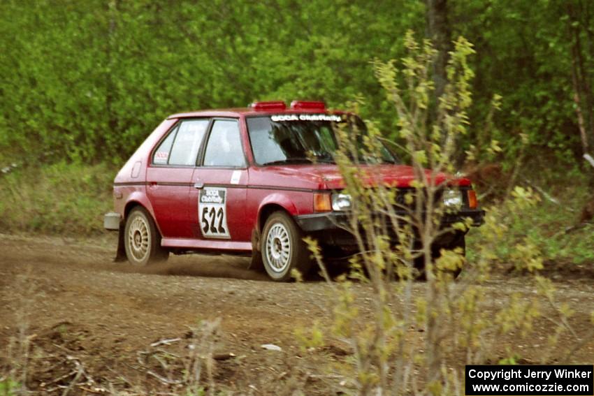 Jon Butts / Gary Butts at speed in the Two Inlets State Forest in their Dodge Omni.