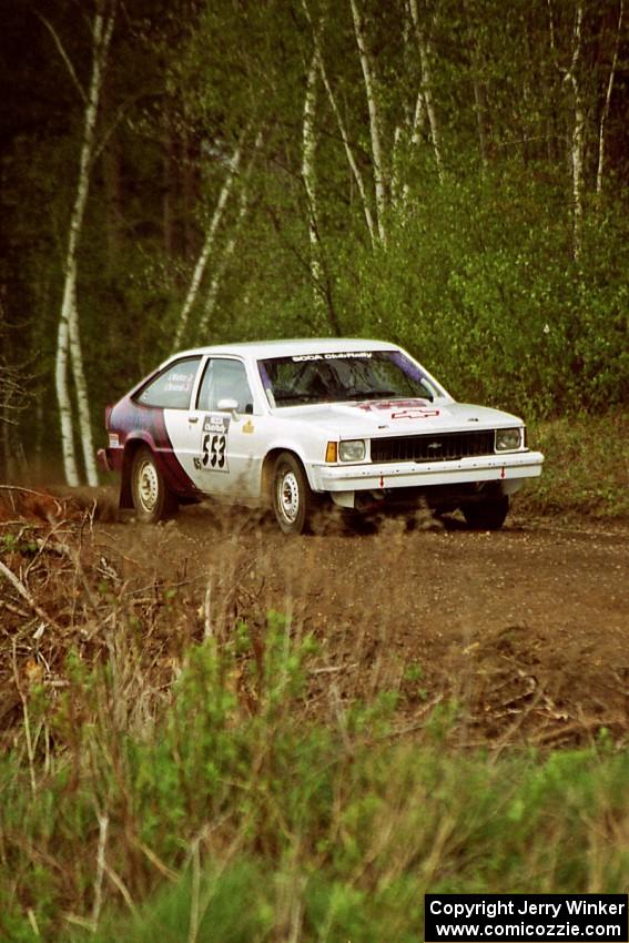 Jerry Brownell / Jim Windsor at speed in their Chevy Citation in the Two Inlets State Forest.