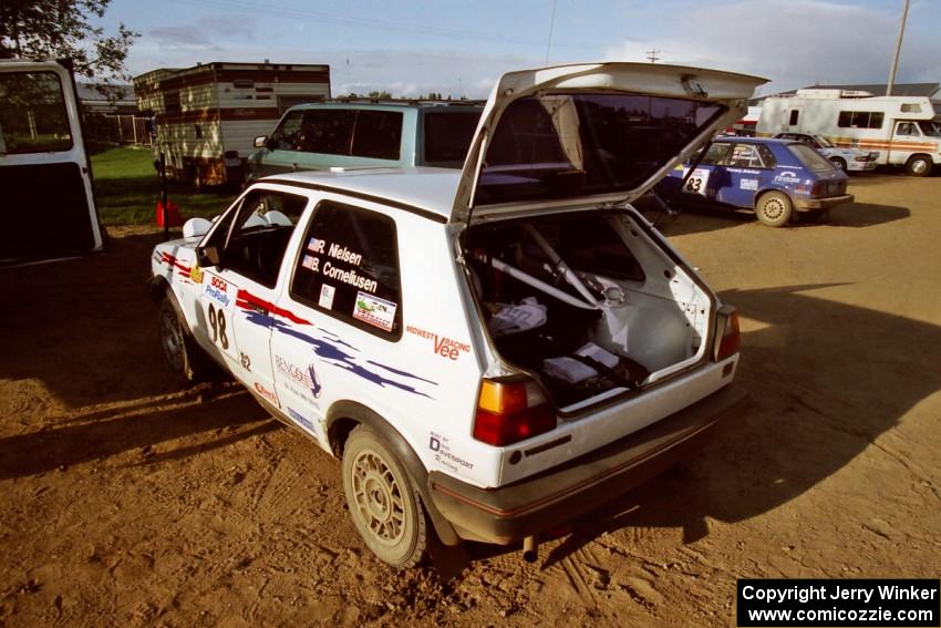 The Bob Nielsen / Brett Corneliusen VW Golf at service in Park Rapids.