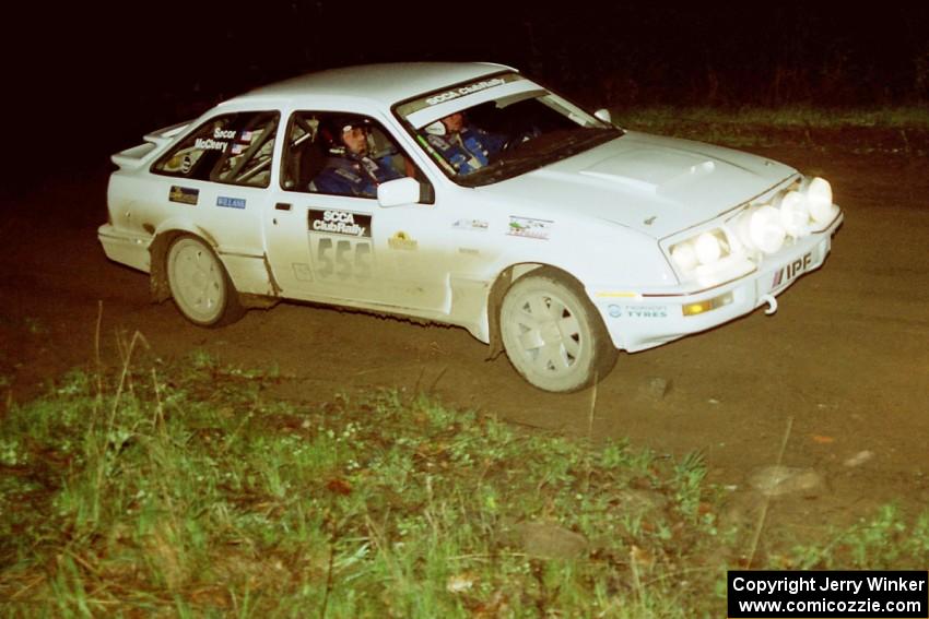 Colin McCleery / Jeff Secor at speed at the crossroads in their Merkur XR4Ti.