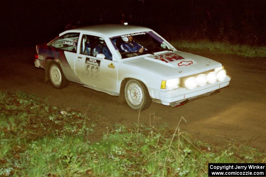 Jerry Brownell / Jim Windsor at speed at the crossroads spectator point in their Chevy Citation.