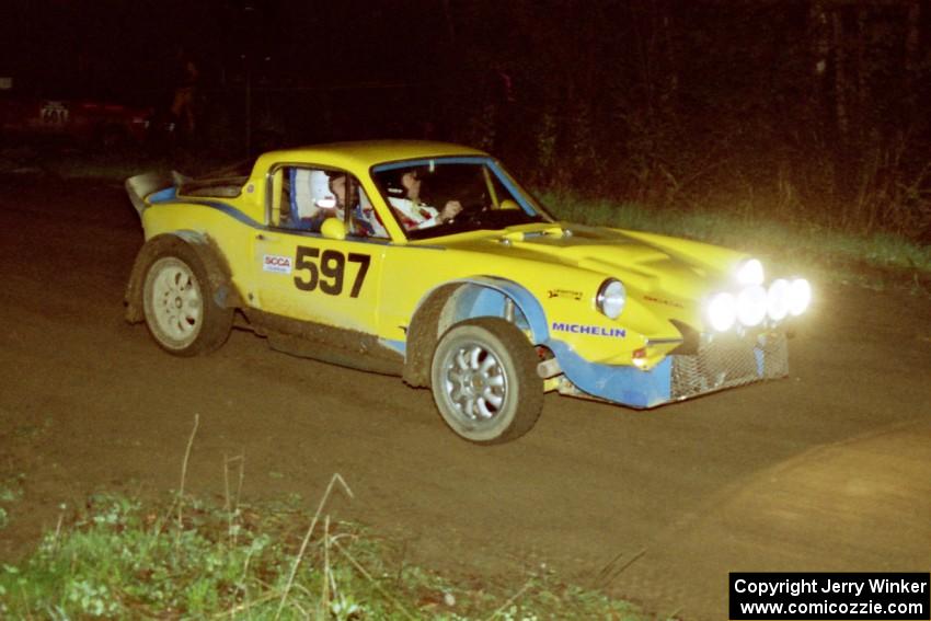 The Paul Moorman / Diane Sargent SAAB Sonett II takes the crossroads jump.