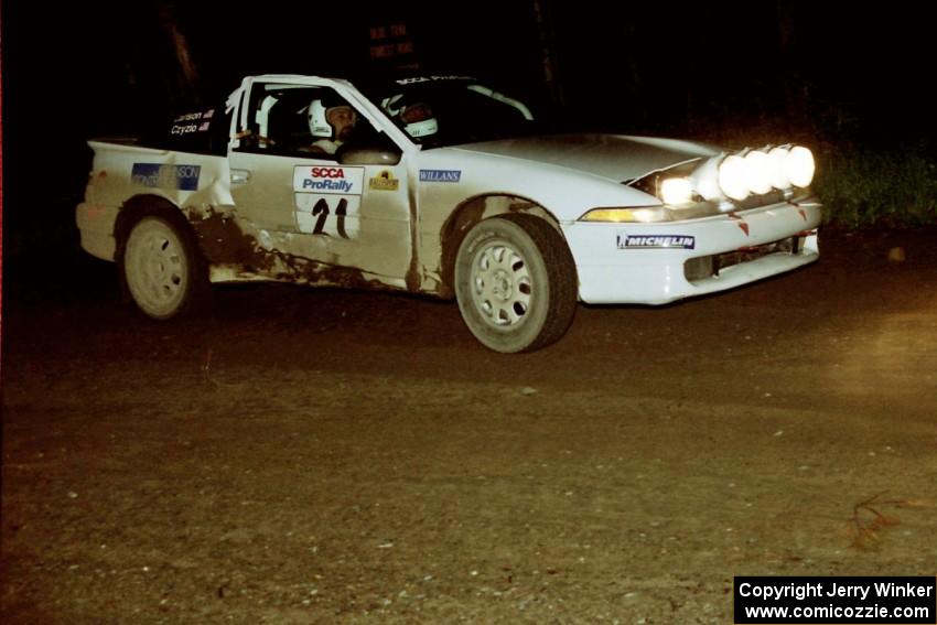 Chris Czyzio / Eric Carlson at a 90-right in their Mitsubishi Eclipse GSX on the final stage of the rally.