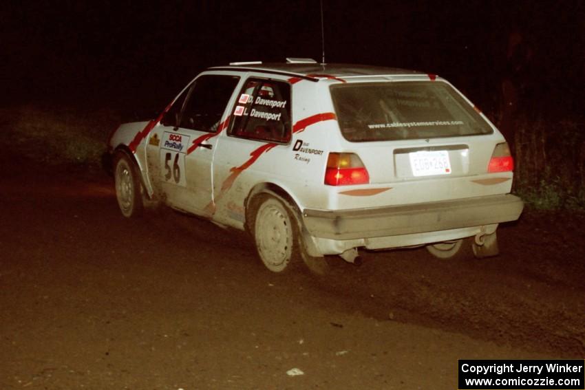 Doug Davenport / Lea Davenport drift their VW GTI through a 90-right on the final stage of the event.