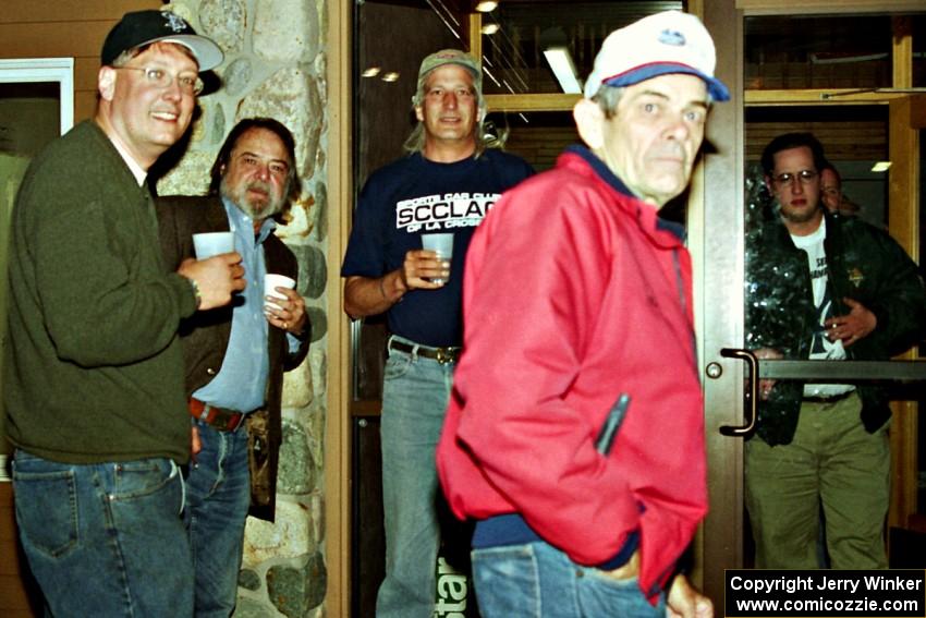 L to R) J.B. Niday, Doc Shrader, Al Kintigh, Ken Stewart, and Jesse Mullan in front of the hotel.