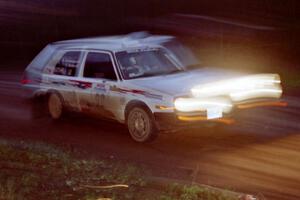 Bob Nielsen / Brett Corneliusen at speed at the crossroads spectator point in their VW Golf.