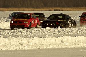 The grid moves slowly at the start of a sprint race.