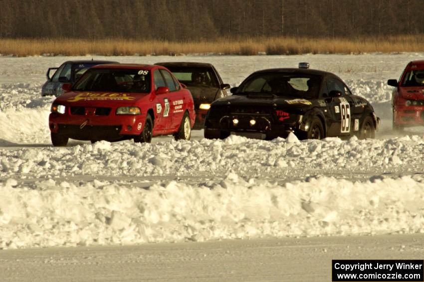 The grid moves slowly at the start of a sprint race.