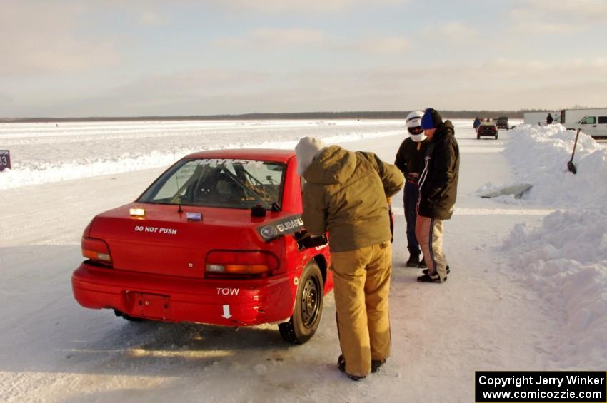 Mark Utecht / Dave Cammack / DS Subaru Impreza prepares for the next sprint race.