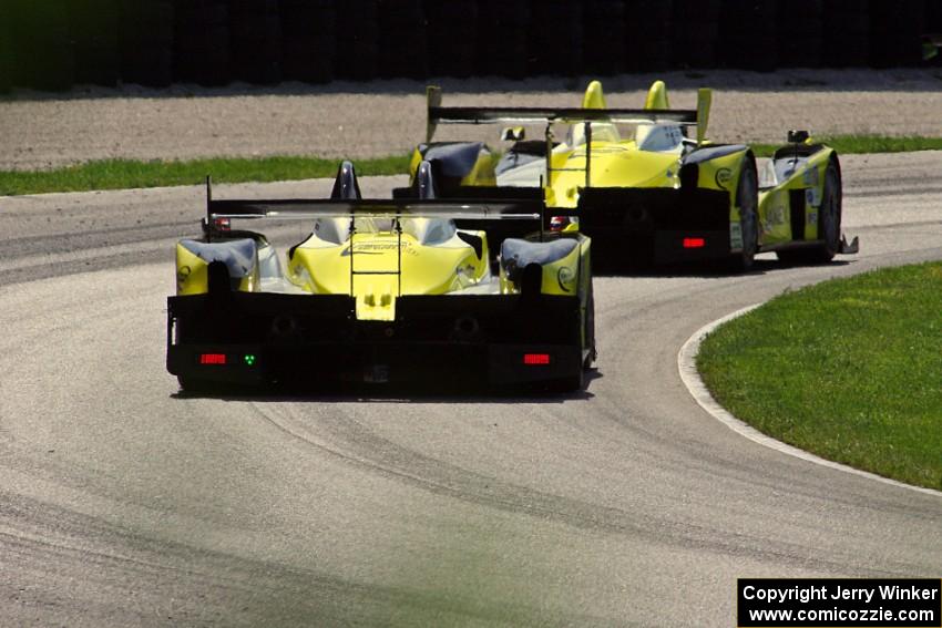 James French / Kyle Marcelli / Chapman Ducote Oreca FLM09 chases the similar car of Anthony Downs / Lucas Downs / Matt Downs