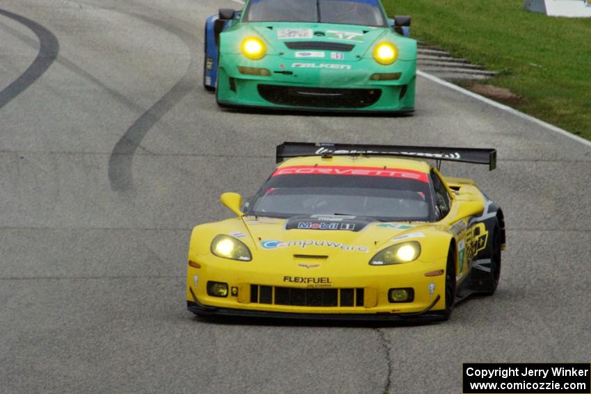 Antonio Garcia / Jan Magnussen Chevy Corvette C6.R and Wolf Henzler / Bryan Sellers Porsche GT3 RSR