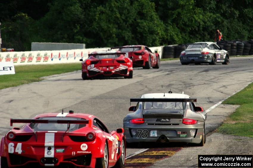 The GT class leaders head into turn 7 near the midpoint of the race.