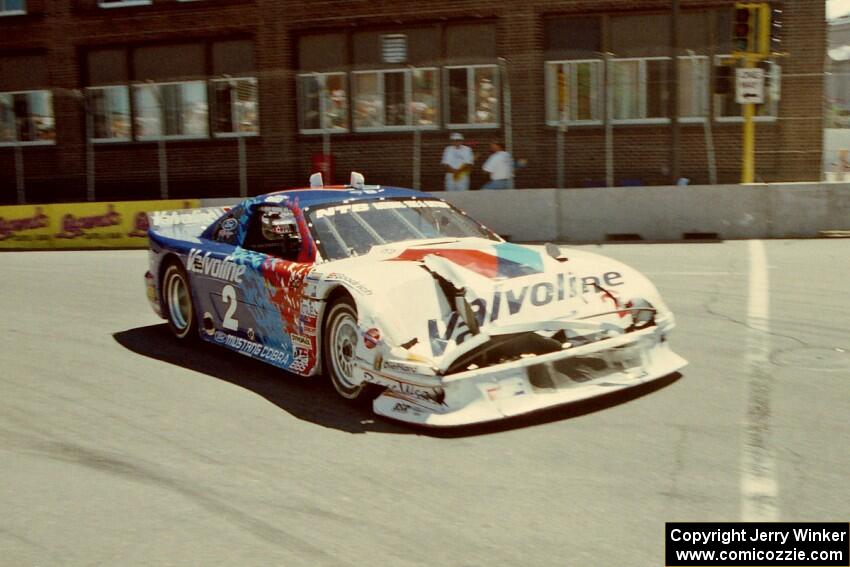 Brian Simo's Ford Mustang sporting damage