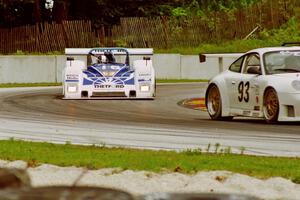 James Weaver / Andy Wallace Riley & Scott Mk. III/Ford about to pass the Jan Rask / Tom McGlynn Porsche 996 GT3-R
