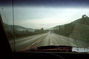 Following the Bob Nielsen / Rob Bohn VW GTI down the road in a heavy downpour after tech.