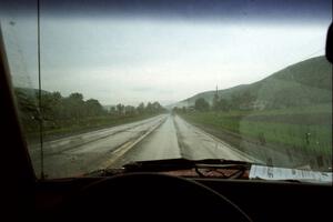 Following the Bob Nielsen / Rob Bohn VW GTI down the road in a heavy downpour after tech.
