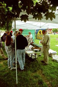 RallySport sells their wares in the park in the center of Wellsboro, PA.