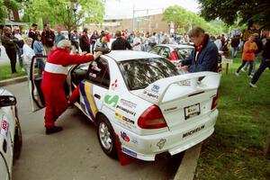 Pete Lahm / Matt Chester Mitsubishi Lancer Evo IV at parc expose before the rally.