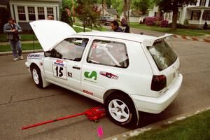 Brad Hawkins / Adrian Wintle VW GTI at parc expose before the rally.