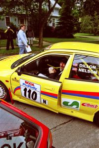 Mark Nelson / John Dillon Mitsubishi Lancer Evo IV at parc expose before the rally.