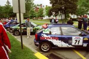 Bryan Hourt / Tom Tighe Honda Civic and Tad Ohtake / Bob Martin Ford Escort ZX2 at parce expose before the rally