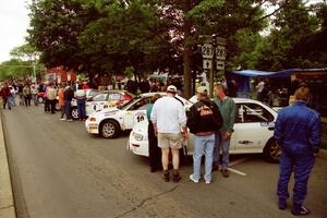 Henry Krolikowski / Cindy Krolikowski Subaru WRX STi and others at parc expose before the rally.