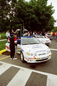 Paul Choiniere / Jeff Becker Hyundai Tiburon at parc expose before the rally.