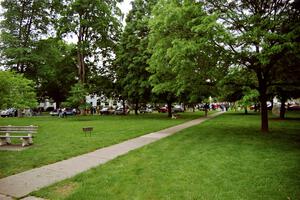 The view of parc expose from the park in the center of Wellsboro, PA.