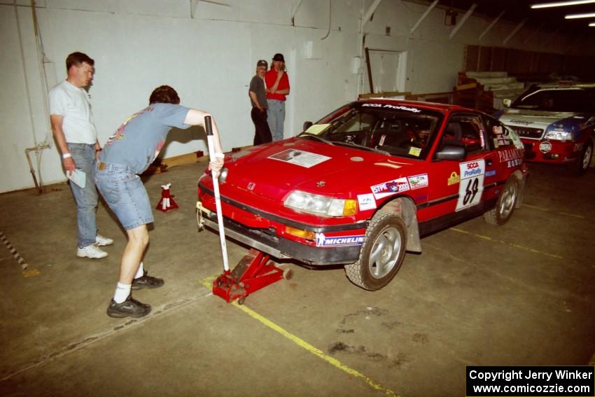 Charles Sherrill / Mark Rea Honda CRX Si goes through tech inspection.