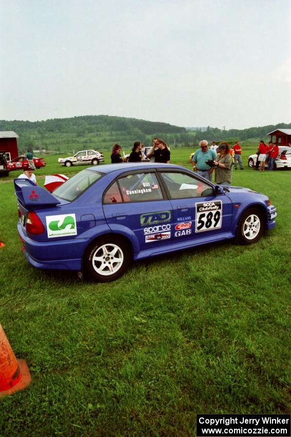 Peter Cunningham / Jim Gill Mitsubishi Lancer Evo VI in line for tech inspection.