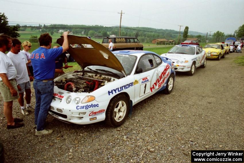 Noel Lawler / Charles Bradley and Paul Choiniere / Jeff Becker Hyundai Tiburons in line for tech inspection.